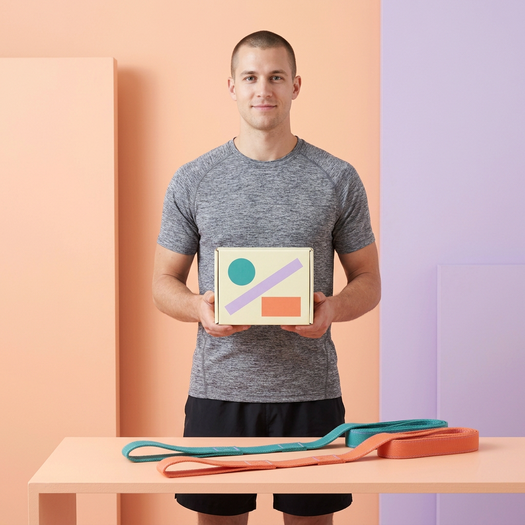 AI-generated male model holding packaging