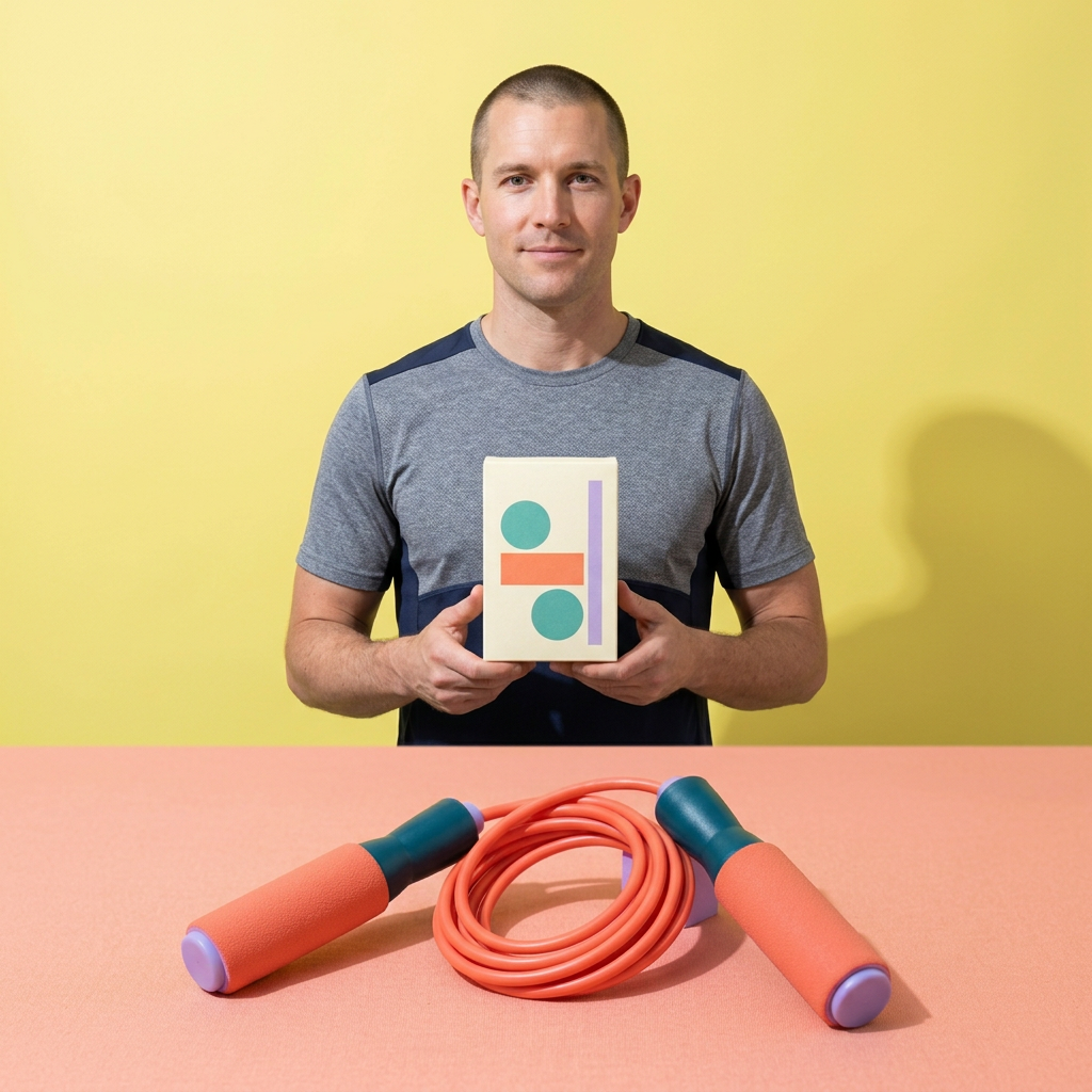 AI-generated male model holding packaging