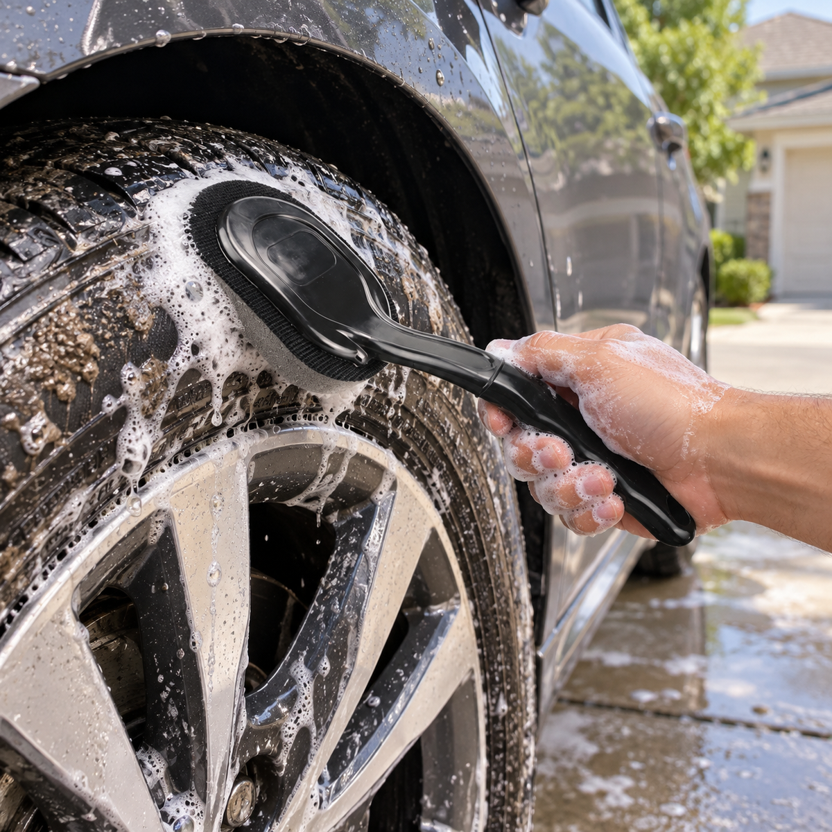 ✨Tire Brush | Dense Bristles | Garages | Drivers’ Deep-Clean Finish