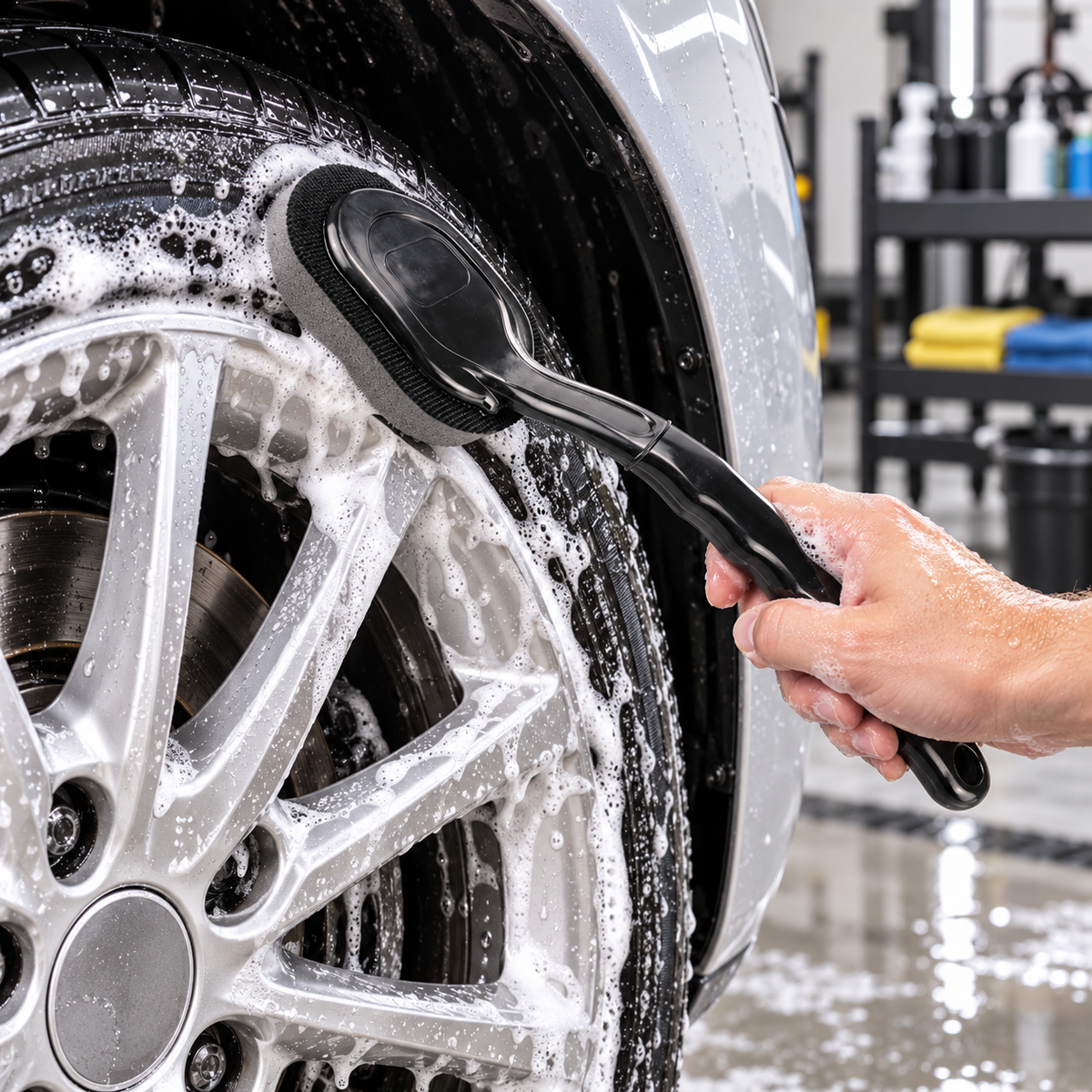 ✨Tire Brush | Dense Bristles | Garages | Drivers’ Deep-Clean Finish