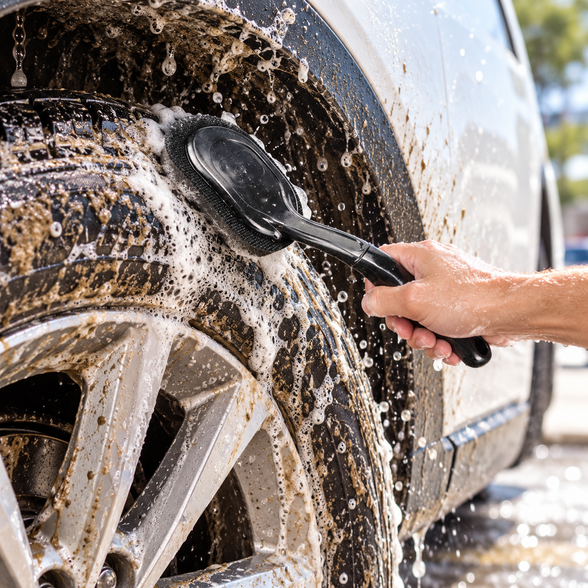 ✨Tire Brush | Dense Bristles | Garages | Drivers’ Deep-Clean Finish