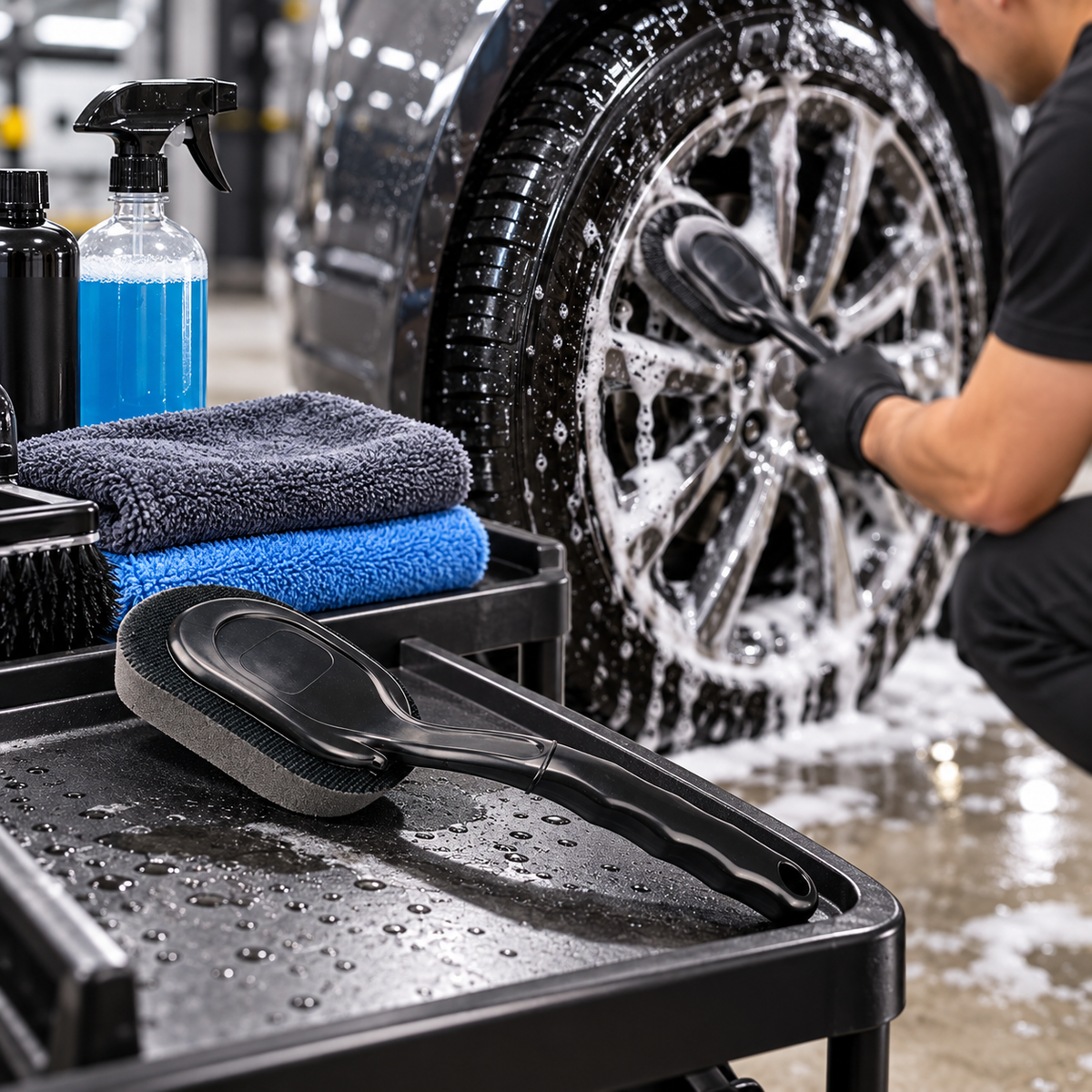 ✨Tire Brush | Dense Bristles | Garages | Drivers’ Deep-Clean Finish