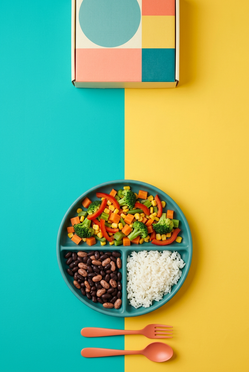 Detail image: three-section meal arrangement
