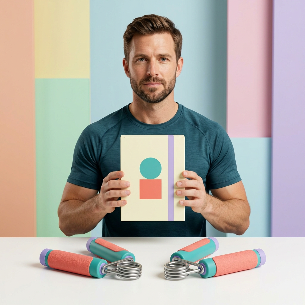AI-generated male model holding packaging