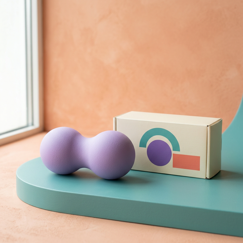 Main 1: lavender peanut massage ball with geometric box