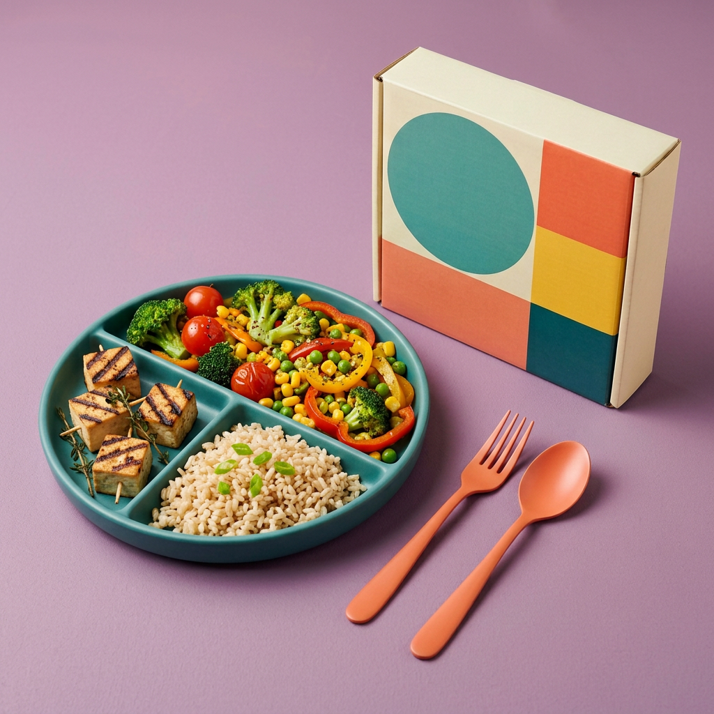 Main image: portion plate with illustrative meal