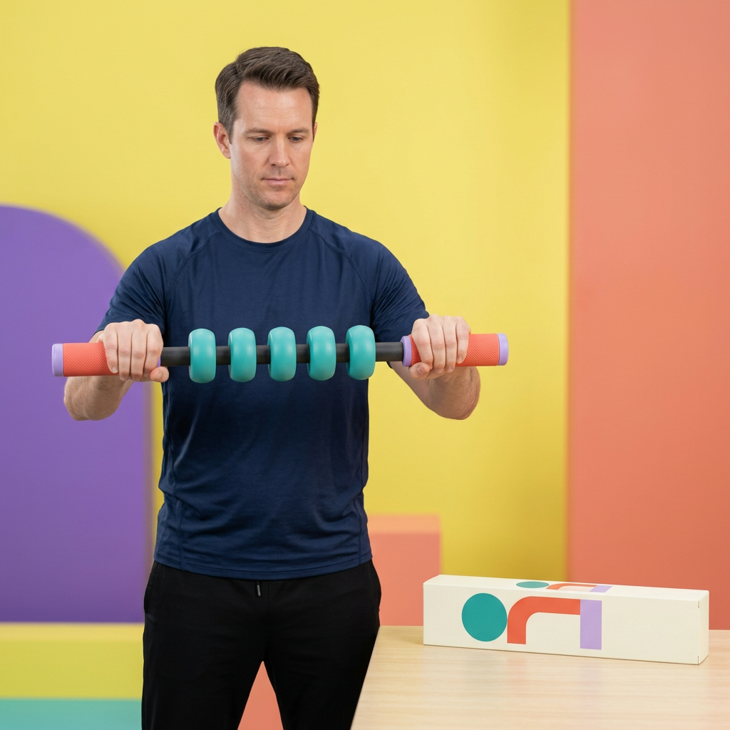 AI-generated adult male model holding stick