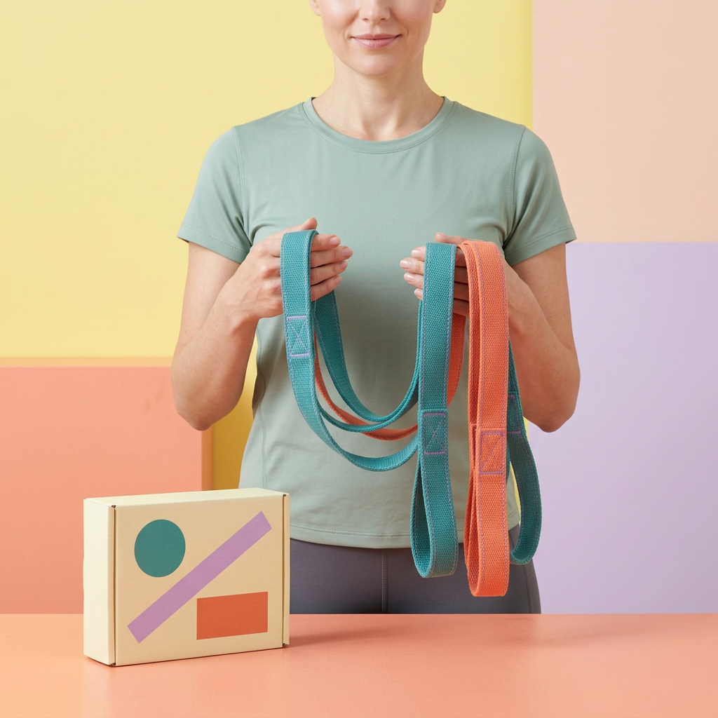 AI-generated female model holding straps