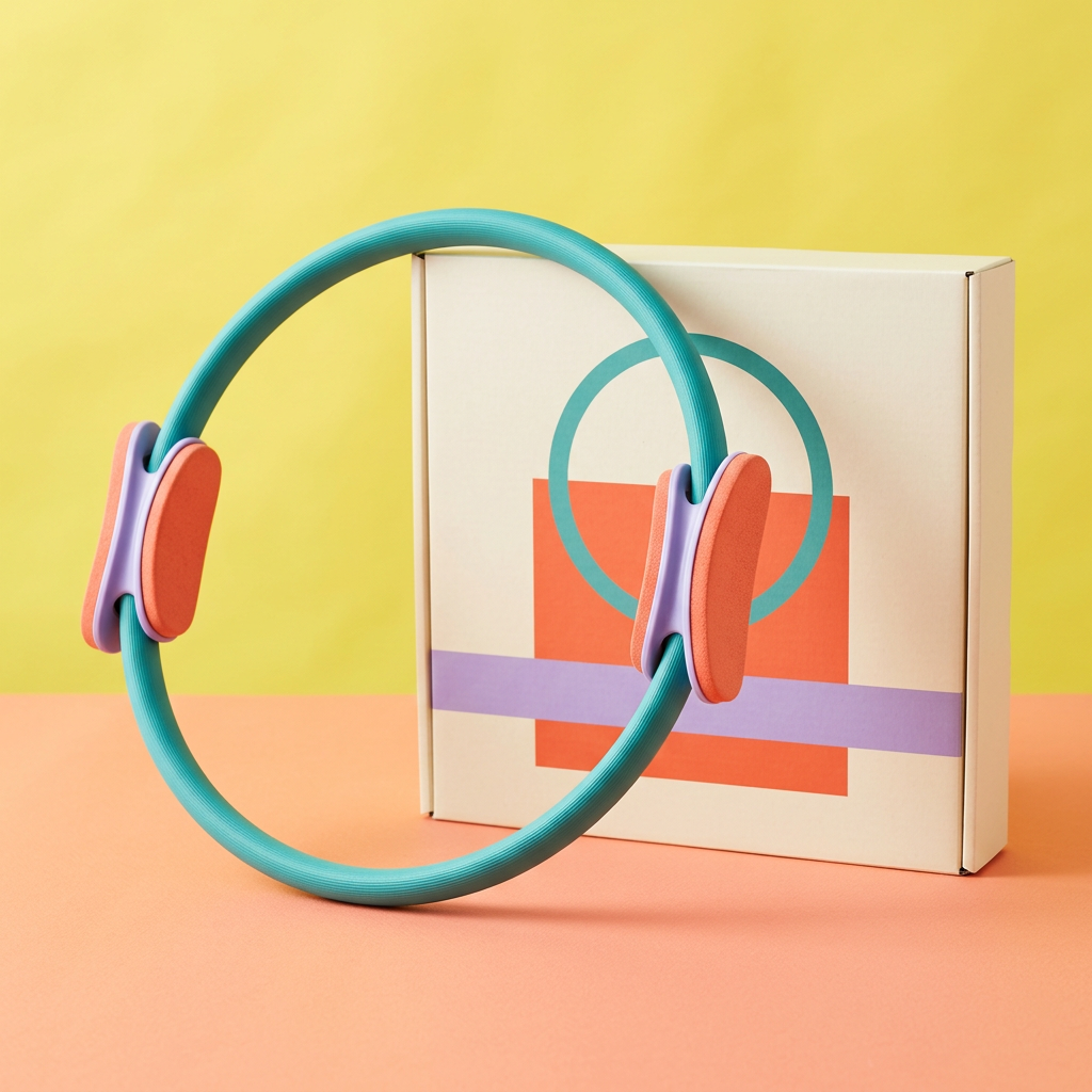Main image 1: teal Pilates ring and unbranded box